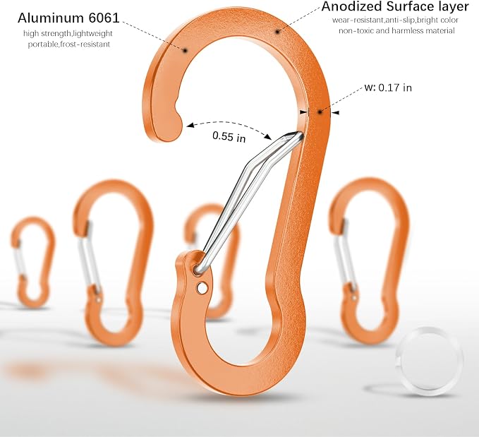 sprookber 2" Small Carabiner Clip, D Ring Caribeener, Spring Snap Hook - Image 4