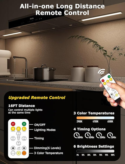 16" Ultra-Thin Under Cabinet Lighting Wireless, Aluminum Alloy Under Counter - Image 2