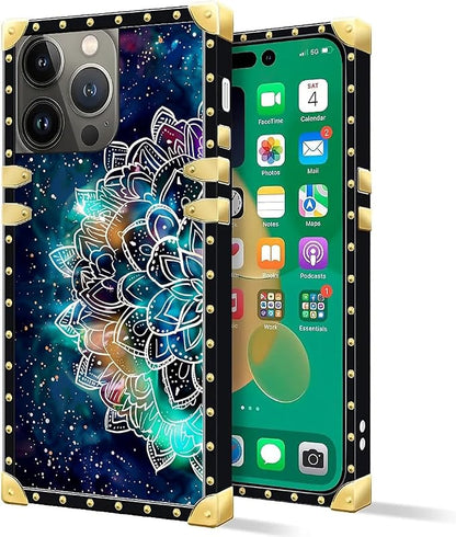 Compatible with iPhone 14 Pro Case, Starry Sky Colourful Mandala Luxury Golden - Image 2