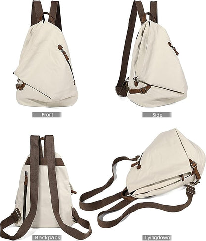 KL928 Canvas Vintage Backpack – Large Casual Daypack Outdoor Travel Rucksack - Image 9
