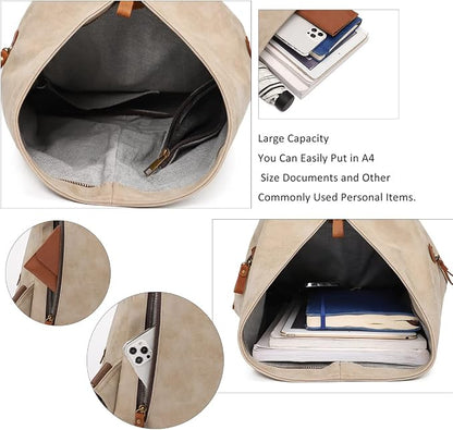 KL928 PU Leather Vintage Backpack – Large Casual Daypack Outdoor Travel - Image 4
