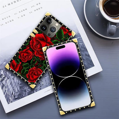 Compatible with iPhone 14 Pro Max Case, Vector Red Rose Green Leaf Luxury - Image 6
