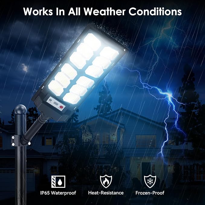 4-Pack Solar Street Lights Outdoor, 13000LM 6500K Waterproof LED Solar Flood - Image 5