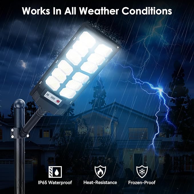 2 Pack Solar Street Lights Outdoor Waterproof 6500K 13000LM LED Solar Flood - Image 5