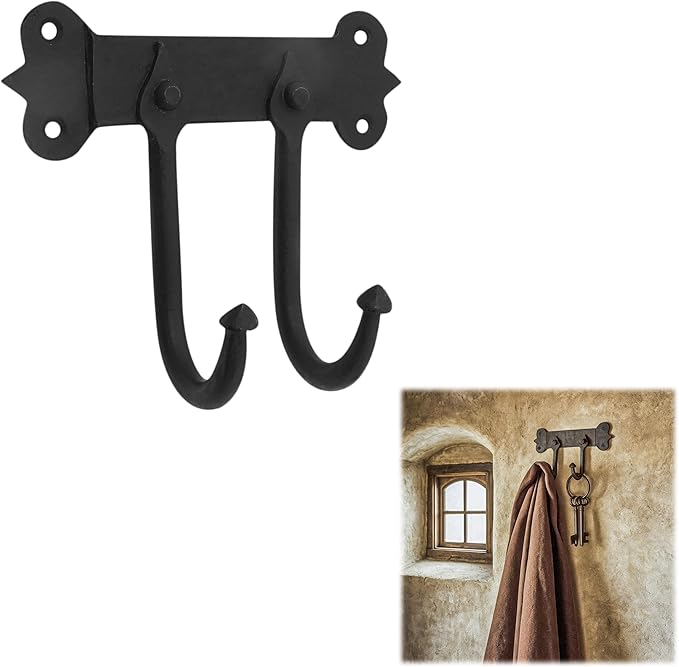 Mystic Colonial Rustic Cast Iron Wall Hanger – Heavy Duty Retro Utility Hooks by SaKeGa