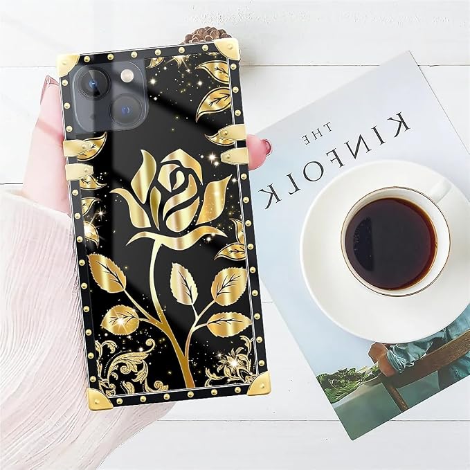 Compatible with iPhone 13 Case, Shine Gold Rose Luxury Golden Decoration - Image 7