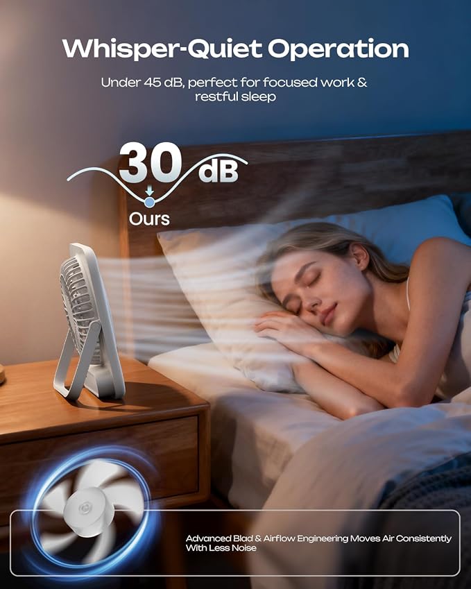 Otlonpe Personal Portable Desk Fan, 4000mAh Small Rechargeable Portable Fan - Image 5