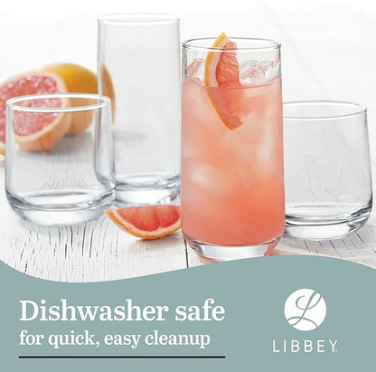 Libbey Ascent Tumbler and Rocks Drinking Glasses Set of 16, Glass Drinking - Image 5