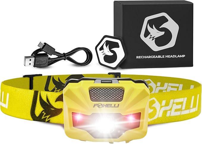Foxelli USB‑C Rechargeable LED Headlamp – Ultra‑Light 2.4 oz & by FOXELLI