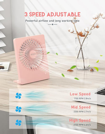 Zuvas Desk Fan Battery Operated Fan Rechargeable 180°Tilt Folding Personal Fan - Image 3
