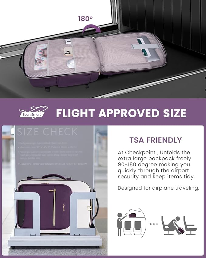 LOVEVOOK 50L Travel Backpack for Women & Men, Airline Approved Carry On Luggage - Image 2