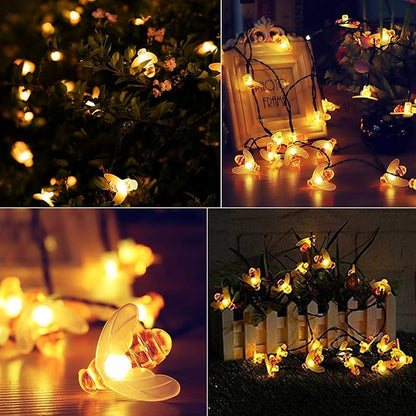 Brightown Solar Bee String Lights Outdoor 31FT 50 LED Honeybee Fairy Lights - Image 2