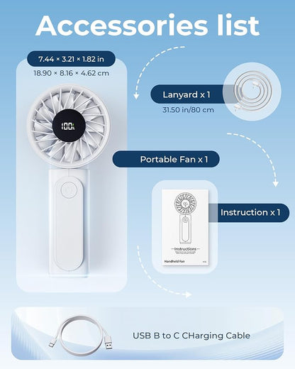 Peiyuu Handheld Portable Fan, 4000mAh USB Rechargeable Personal Fan, 180° - Image 8