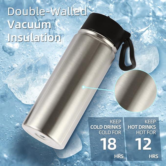 Volhoply 18oz Insulated Water Bottle Bulk 8 Pack, Kids Stainless Steel Water - Image 2