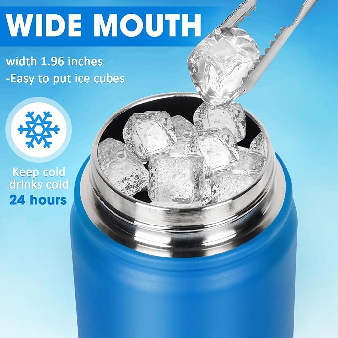 Insulated Water Bottle 24oz, Stainless Steel Double Wall Vacuum Sports Flask - Image 3