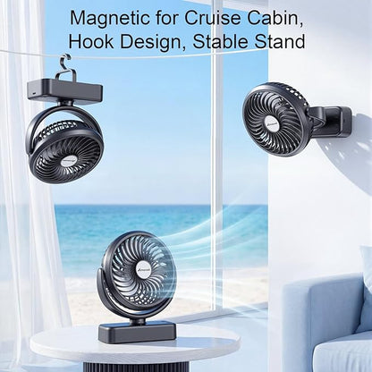 10000mAh Magnetic Cruise Golf Cart Fan, Camping Fans - Image 2