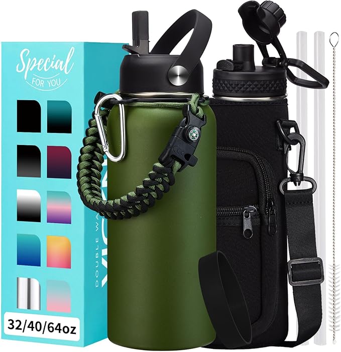 32 oz Water Bottles Insulated by VICKNIY