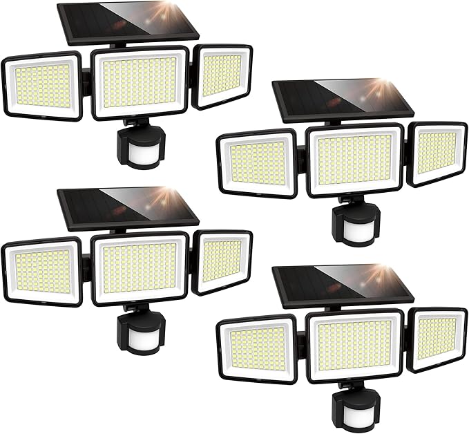 UME Solar Outdoor Lights 302 LED 3000LM, IP65 Waterproof Motion Sensor Outdoor by UME