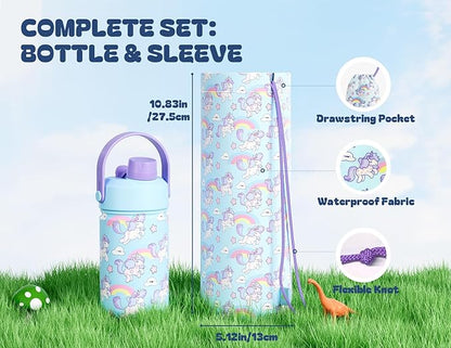 12 oz Kids Stainless Steel Water Bottle: 2-in-1 Straw Spout Lid, Easy Clean - Image 3