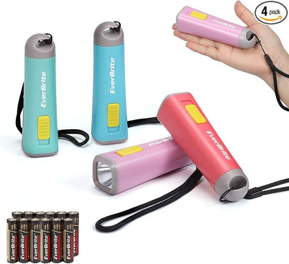 EverBrite 4-Pack Mini LED Plastic Flashlights, Small Flashlight by EverBrite