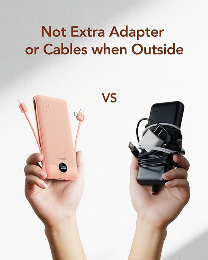 VEGER Portable Charger with Built-in AC Plug and Cables, All in One 10000mAh - Image 10