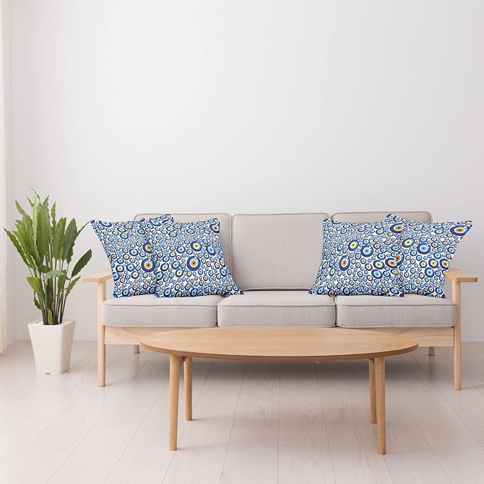 Ambesonne Evil Eye Throw Pillow Cushion Case Pack of 4, Traditional Turkish - Image 4