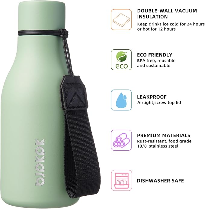 BJPKPK Insulated Water Bottles, 12oz Stainless Steel Metal Water Bottle - Image 2