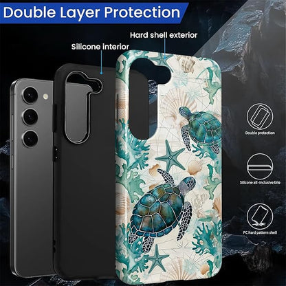 for Samsung Galaxy S23 Plus Case, HL2 Ocean Sea Turtle Nautical Map Hybrid 2 - Image 2
