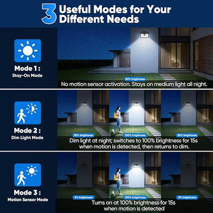 Brightever 8 Packs Solar Motion Sensor Lights Outdoor, Waterproof Solar Fence - Image 3