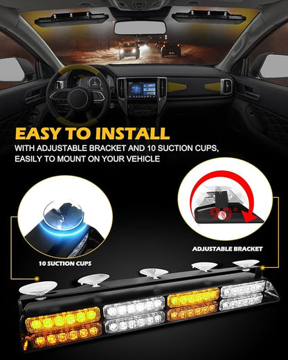 HLauto 604N Emergency Dash Strobe Lights: 2x16.8 inch Amber White Security - Image 6