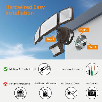 LEPOWER LED Security Light Motion Sensor Light Outdoor, 38W 4200LM Motion - Image 5