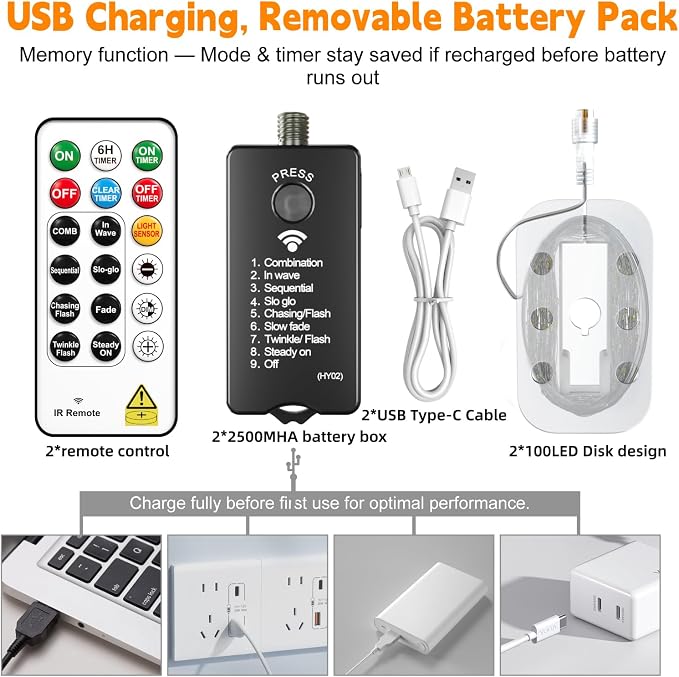 HXWEIYE Rechargeable Fairy Lights - Image 6