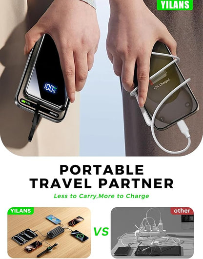 Portable Charger, 50000mAh Power Bank Built-in Cable, 22.5W PD USB C In & Out - Image 9
