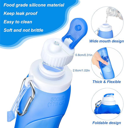 Zopeal 4 Pieces Collapsible Water Bottles Roll up Folding Silicone Foldable - Image 2
