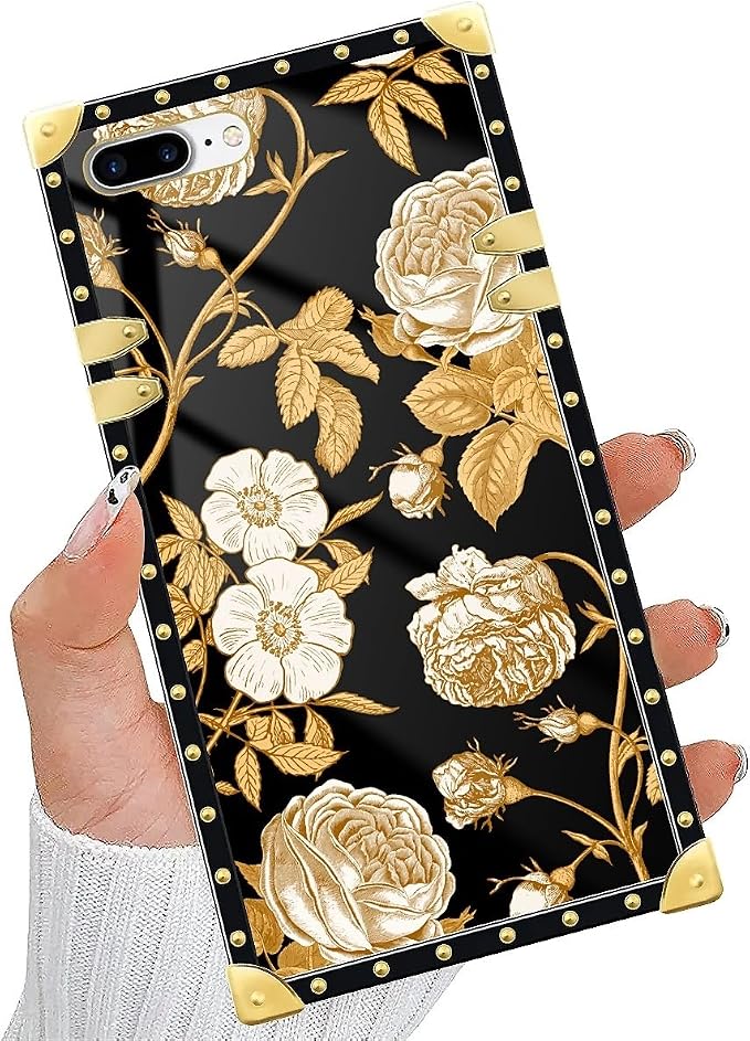 Compatible with iPhone 8 Plus 7 Plus Case, Blooming Rose Golden Flower Luxury - Image 5