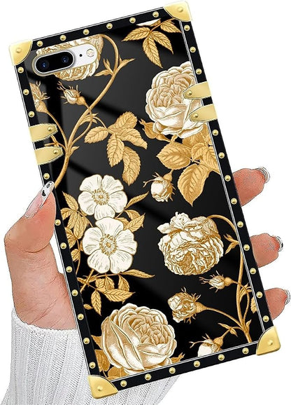 Compatible with iPhone 8 Plus 7 Plus Case, Blooming Rose Golden Flower Luxury - Image 5