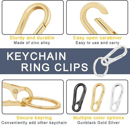 4Pack Small Keychain Rings, Metal Key Carabiner Clip, Mini EDC Key Ring Chain - Image 5