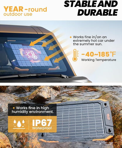 BALDR 12V Solar Battery Charger, 13W Waterproof Dual Sided Battery Maintainer - Image 5