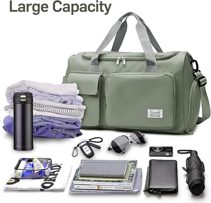 Suruid Travel Duffel Bag with Shoes Compartment Sports Gym Bag with Dry Wet - Image 4