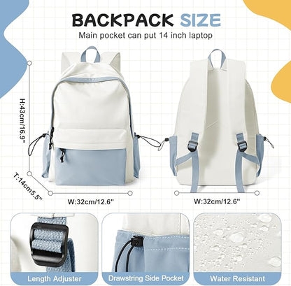 BJLFS Blue White Backpack for Women Men, Gym Backpack for Women Foldable - Image 2