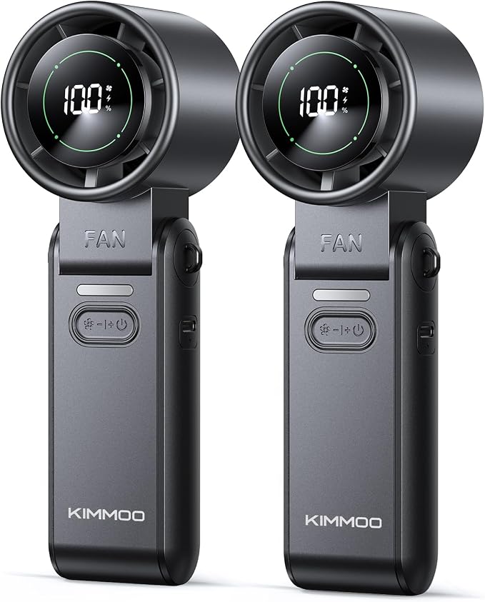 KIMMOO 2 Pack Black Portable Handheld Turbo Fan-100 Speeds, Powerful 20000 RPM by KIMMOO