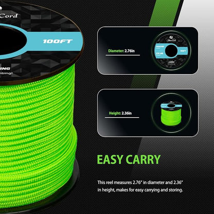 Abma Cord 2.4mm Paracord 275 100ft Nylon Rope 4 Strands Tactical Parachute Cord - Image 2