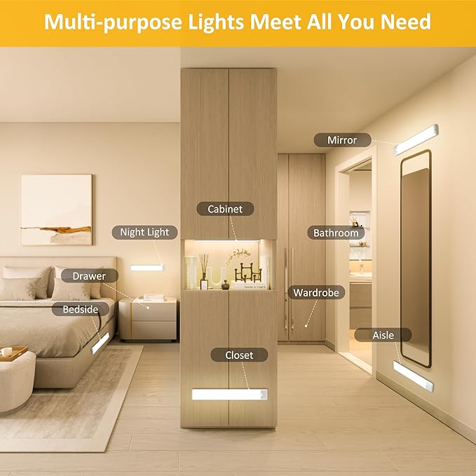 51-LED Motion Sensor Under Cabinet Lights, Magnetic Rechargeable Under Counter - Image 7