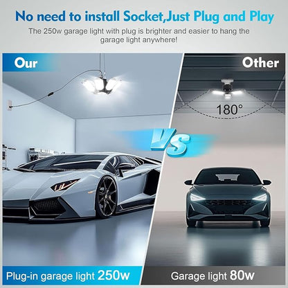 TANBABY 2 Pack LED Garage Lights, 250W Deformable Garage Light, Total 50000LM - Image 2