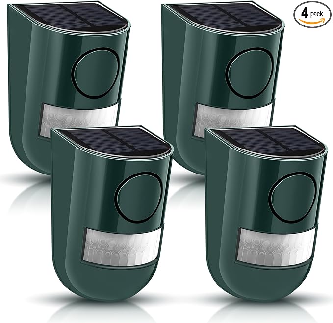 Qualirey Solar Sound and Light Alarm Motion Sensor 129db Outdoor Security Siren by Acomfortablehomestartshere