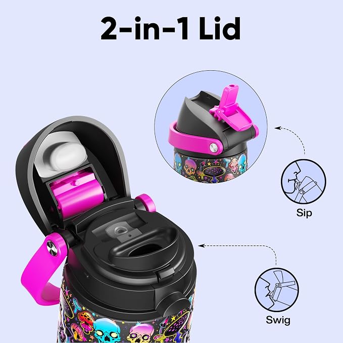 Insulated Water Bottle with Straw - Image 2