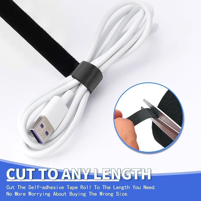 1In x 50Ft Reusable Cable Ties Hook and Loop Roll | Tie Down Straps, Nylon - Image 6