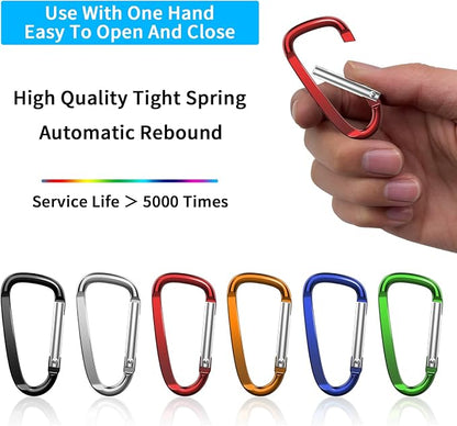 2.4" 24pcs Small Carabiner Clip Keychain, Aluminum D Ring Shape Clips - Image 3