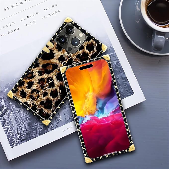 Compatible with iPhone 15 Pro Max Case, Seamless Gold Chain Leopard Luxury - Image 6