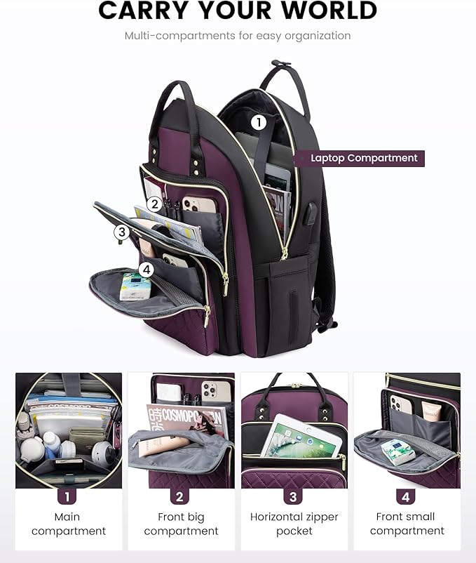 LOVEVOOK Laptop Backpack Purse for Women, 15.6" Laptop Bag for Travel - Image 4